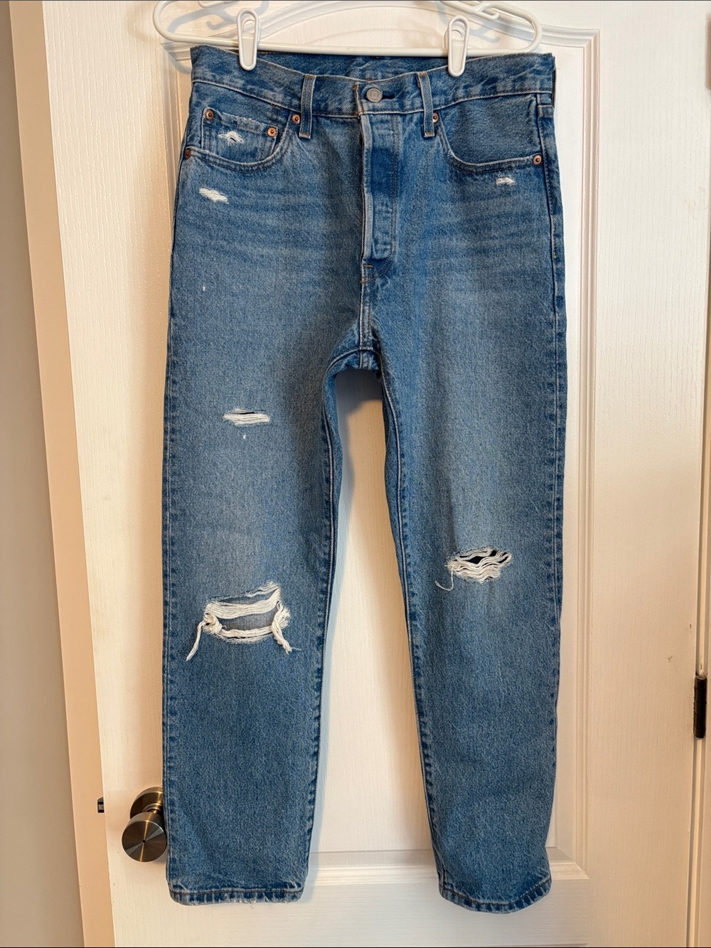 Levi's Women's Straight Ripped Blue Denim Jeans